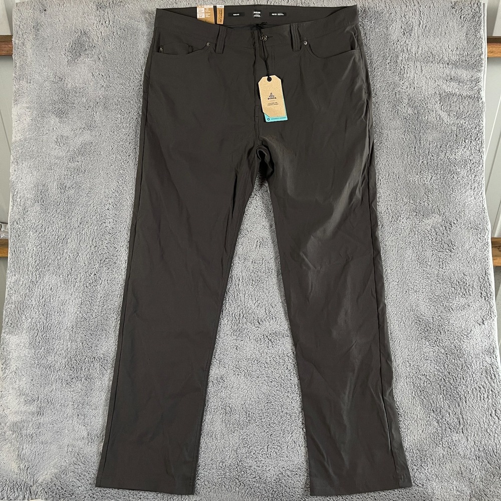 Prana Brion Slim Pant II Dark Iron Mens 40x34 ReZion Tapered Leg NWT Stretch